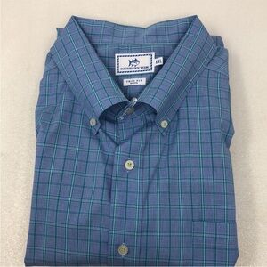 Southern Tide Shirt Blue Green Plaid Checkered Preppy Button Down Men's Size XXL